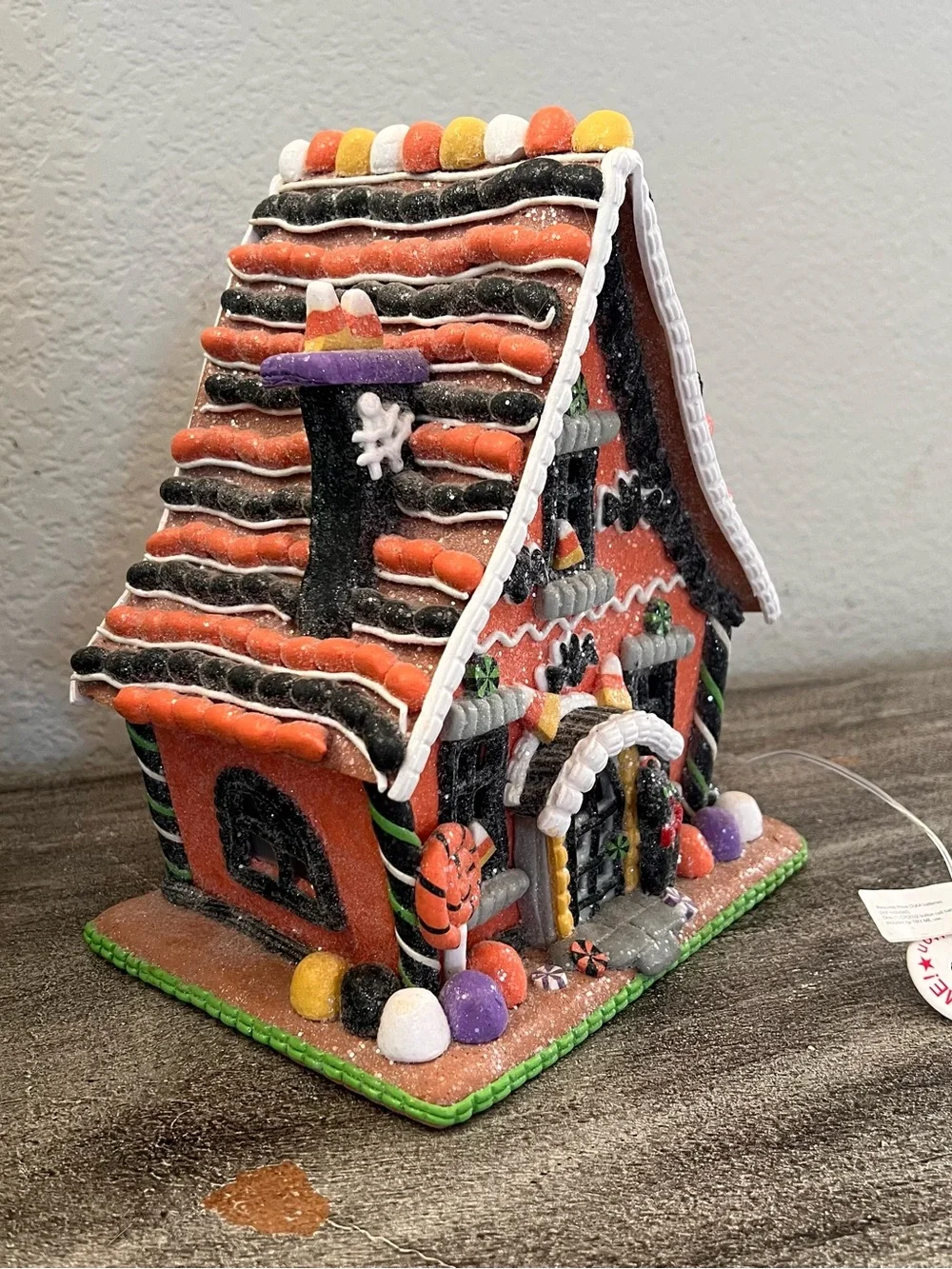 Lighted Sparkle Halloween Gingerbread House Decoration Candy Corn
